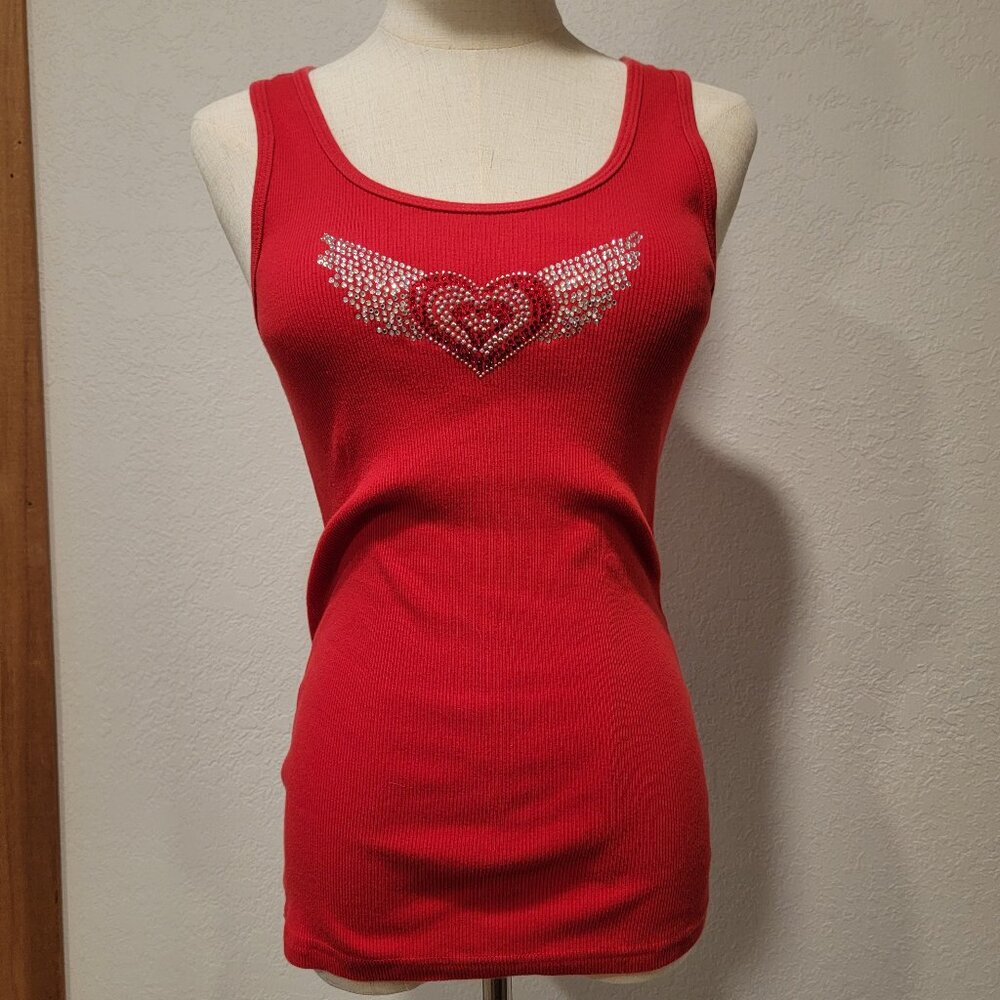 Fresh Tea Heart Tank, Red, Size Medium. So Cute! Excellent Condition!  Vintage.